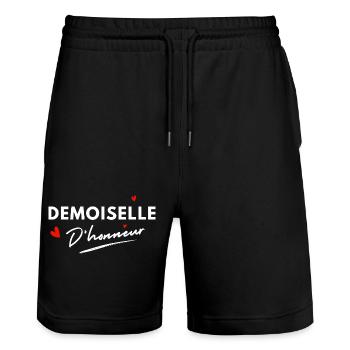 Brautjungfernherzen - Brautgeschenk - Stanley/Stella Unisex Bio Joggingshorts Trainer  - Schwarz - Vorne - Nik (191cm) & Marisol (170cm)