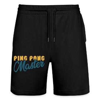Ping Pong King Saying Gift Sports Table Tennis - Stanley/Stella Trainer Unisex Organic Jogging Shorts - black - Front - Nik (191cm) & Marisol (170cm)