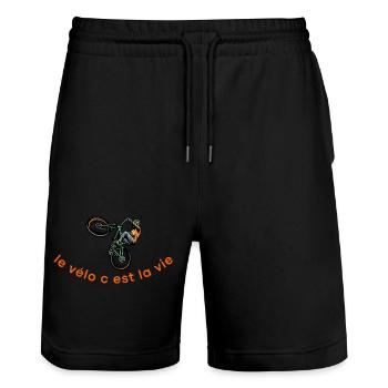 Cycling is life,Cycling,Cyclist,Cycling - Stanley/Stella Trainer Unisex Organic Jogging Shorts - black - Front - Nik (191cm) & Marisol (170cm)