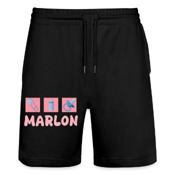 Pacifier Marlon - Stanley/Stella Trainer Unisex Organic Jogging Shorts - black - Front - Nik (191cm) & Marisol (170cm)