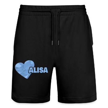 Geschenk für Alisa - Stanley/Stella Unisex Bio Joggingshorts Trainer  - Schwarz - Vorne - Nik (191cm) & Marisol (170cm)