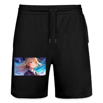 SWS GIRL - Stanley/Stella Trainer Unisex Organic Jogging Shorts - black - Front - Nik (191cm) & Marisol (170cm)