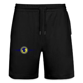 Spartaner Helm Gladiator Symbol - Stanley/Stella Unisex Bio Joggingshorts Trainer  - Schwarz - Vorne - Nik (191cm) & Marisol (170cm)