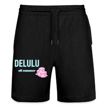 💭 Delulu All Summer – Fantasy Mindset Y2K Soft Gi - Stanley/Stella Unisex Bio Joggingshorts Trainer  - Schwarz - Vorne - Nik (191cm) & Marisol (170cm)