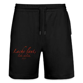 lache laut - Stanley/Stella Unisex Bio Joggingshorts Trainer  - Schwarz - Vorne - Nik (191cm) & Marisol (170cm)