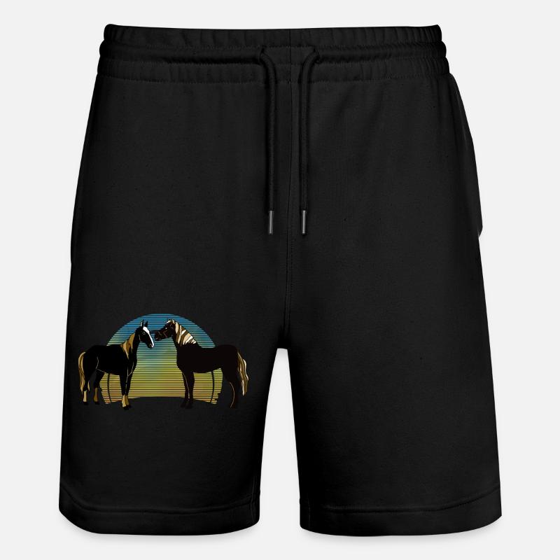 Pferde - Stanley/Stella Unisex Bio Joggingshorts Trainer  - Schwarz