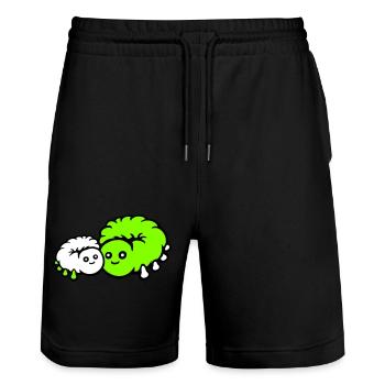2 Raupe Mama Papa Kind Familie Mutter Vater süß - Stanley/Stella Unisex Bio Joggingshorts Trainer  - Schwarz - Vorne - Nik (191cm) & Marisol (170cm)