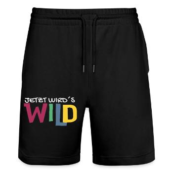 Jetzt wird's WILD 2.0 - Stanley/Stella Unisex Bio Joggingshorts Trainer  - Schwarz - Vorne - Nik (191cm) & Marisol (170cm)