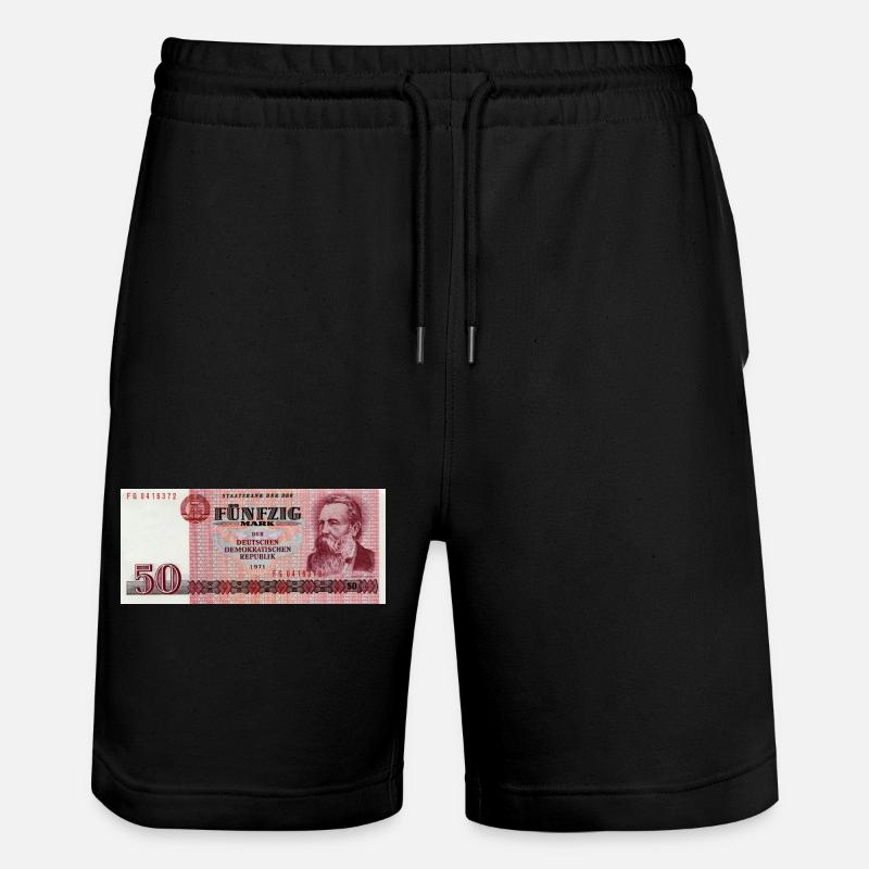 50 Markschein der DDR - Stanley/Stella Unisex Bio Joggingshorts Trainer  - Schwarz