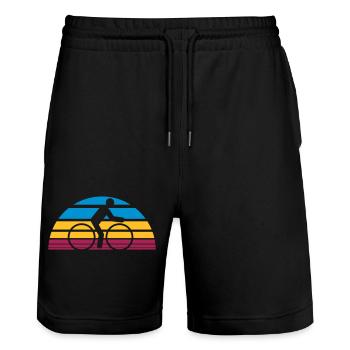 bunt streifen linien urlaub ferien sonne sommer su - Stanley/Stella Unisex Bio Joggingshorts Trainer  - Schwarz - Vorne - Nik (191cm) & Marisol (170cm)