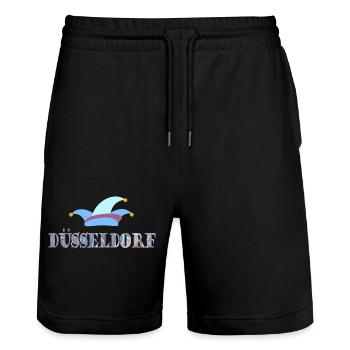 düsseldorf karneval e 105 - Stanley/Stella Unisex Bio Joggingshorts Trainer  - Schwarz - Vorne - Nik (191cm) & Marisol (170cm)