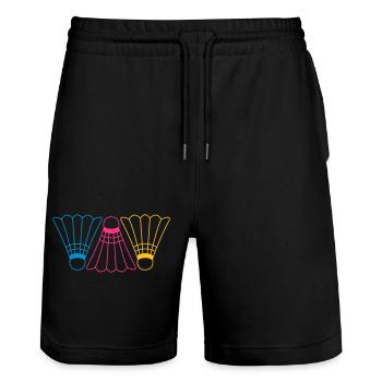 3 Badmintons - Stanley/Stella Unisex Bio Joggingshorts Trainer  - Schwarz - Vorne - Nik (191cm) & Marisol (170cm)