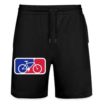 rot blau sport schild fahrrad fahren bike drahtese - Stanley/Stella Unisex Bio Joggingshorts Trainer  - Schwarz - Vorne - Nik (191cm) & Marisol (170cm)