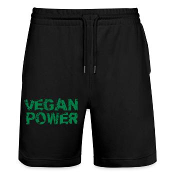 Logo alimentation végétalienne - Short de jogging bio TRAINER Stanley/Stella unisexe - noir - Devant - Nik (191cm) & Marisol (170cm)