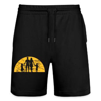 scratch tears vacation sun family vacation 2 children - Stanley/Stella Trainer Unisex Organic Jogging Shorts - black - Front - Nik (191cm) & Marisol (170cm)