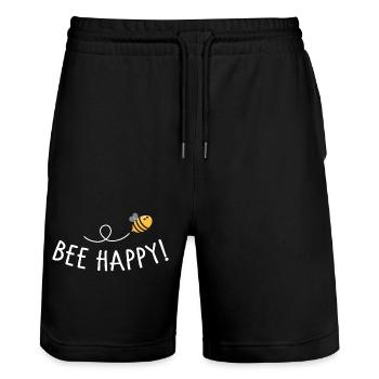 Bee happy - Stanley/Stella Unisex Bio Joggingshorts Trainer  - Schwarz - Vorne - Nik (191cm) & Marisol (170cm)