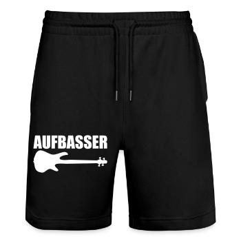Bass Player Gift AUFBASSER BASS PLAYER Bassist - Stanley/Stella Unisex Bio Joggingshorts Trainer  - Schwarz - Vorne - Nik (191cm) & Marisol (170cm)