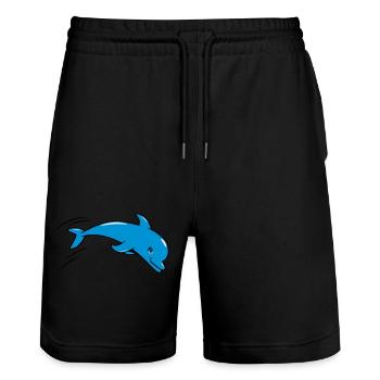 delfin doux amour - Short de jogging bio TRAINER Stanley/Stella unisexe - noir - Devant - Nik (191cm) & Marisol (170cm)
