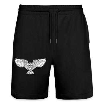 Elegante fliegende Eule - Stanley/Stella Unisex Bio Joggingshorts Trainer  - Schwarz - Vorne - Nik (191cm) & Marisol (170cm)