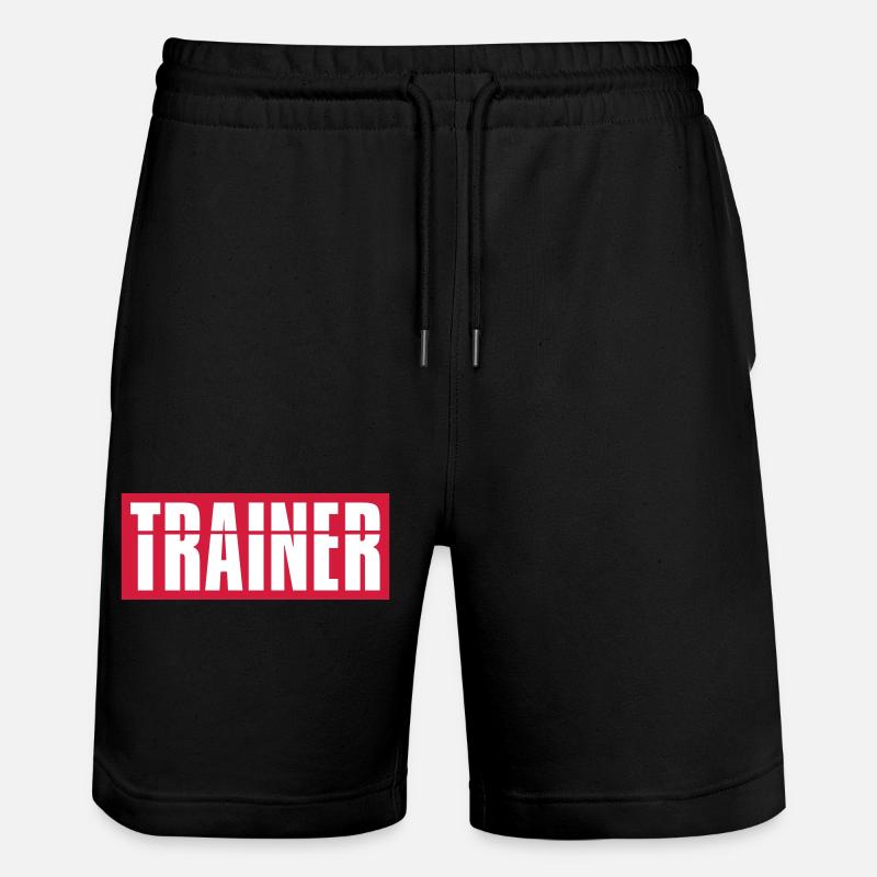 Logo de l'entraîneur rouge - Short de jogging bio TRAINER Stanley/Stella unisexe - noir
