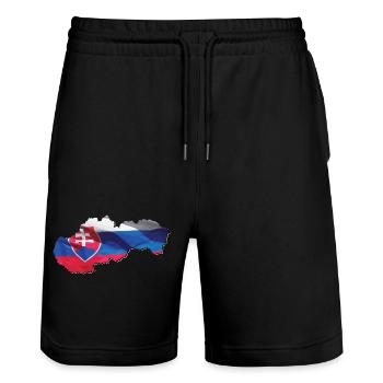 Slowakei Flagge in der Slowakei Landkarte - Stanley/Stella Unisex Bio Joggingshorts Trainer  - Schwarz - Vorne - Nik (191cm) & Marisol (170cm)