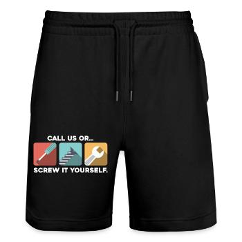 craftsman - Stanley/Stella Trainer Unisex Organic Jogging Shorts - black - Front - Nik (191cm) & Marisol (170cm)