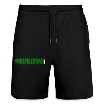 Free palestine - Stanley/Stella Unisex Bio Joggingshorts Trainer  - Schwarz - Vorne - Nik (191cm) & Marisol (170cm)