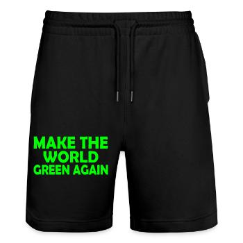 Make the world green again - Short de jogging bio TRAINER Stanley/Stella unisexe - noir - Devant - Nik (191cm) & Marisol (170cm)