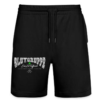 Blutgruppe - EnsZuFuffzsch - 1:50 - Stanley/Stella Unisex Bio Joggingshorts Trainer  - Schwarz - Vorne - Nik (191cm) & Marisol (170cm)