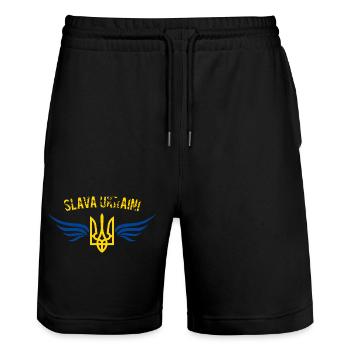 Ukraine Gloire et honneur - Short de jogging bio TRAINER Stanley/Stella unisexe - noir - Devant - Nik (191cm) & Marisol (170cm)