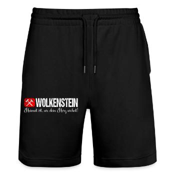 Wolkenstein Heimat ist wo dein Herz wohnt - Stanley/Stella Unisex Bio Joggingshorts Trainer  - Schwarz - Vorne - Nik (191cm) & Marisol (170cm)