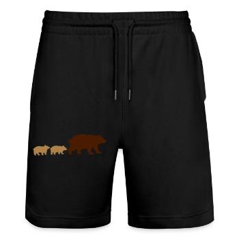 Kinder Bären Familie - Stanley/Stella Unisex Bio Joggingshorts Trainer  - Schwarz - Vorne - Nik (191cm) & Marisol (170cm)