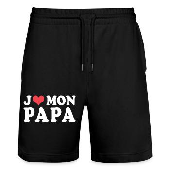 Cadeau papa j aime mon papa - Short de jogging bio TRAINER Stanley/Stella unisexe - noir - Devant - Nik (191cm) & Marisol (170cm)