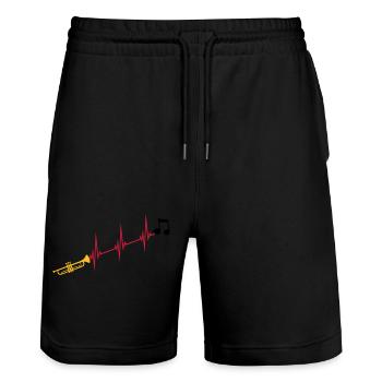 Musical note heartbeat trumpet - Stanley/Stella Trainer Unisex Organic Jogging Shorts - black - Front - Nik (191cm) & Marisol (170cm)