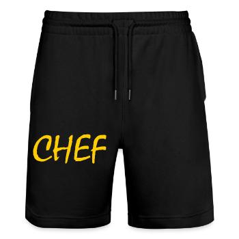 Chef - Short de jogging bio TRAINER Stanley/Stella unisexe - noir - Devant - Nik (191cm) & Marisol (170cm)