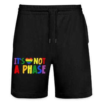 LGBTQIA+ Rainbow Flag Gay Pride It's Not A Phase - Stanley/Stella Unisex Bio Joggingshorts Trainer  - Schwarz - Vorne - Nik (191cm) & Marisol (170cm)