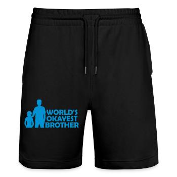 Worlds okayest Brother Logo - Stanley/Stella Trainer Unisex Organic Jogging Shorts - black - Front - Nik (191cm) & Marisol (170cm)