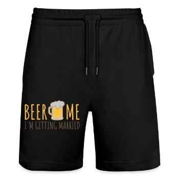 Beer Me Me marier - Short de jogging bio TRAINER Stanley/Stella unisexe - noir - Devant - Nik (191cm) & Marisol (170cm)