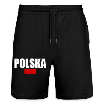 Pologne - Short de jogging bio TRAINER Stanley/Stella unisexe - noir - Devant - Nik (191cm) & Marisol (170cm)