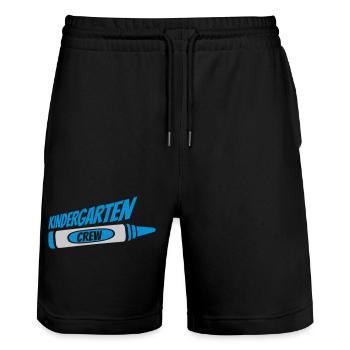 Wax crayon Kindergarten Crew Team - Stanley/Stella Trainer Unisex Organic Jogging Shorts - black - Front - Nik (191cm) & Marisol (170cm)