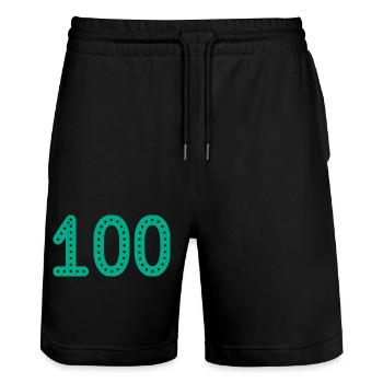 100 ANS. 100e ANNIVERSAIRE. ANNIVERSAIRE 100 ANS. - Short de jogging bio TRAINER Stanley/Stella unisexe - noir - Devant - Nik (191cm) & Marisol (170cm)