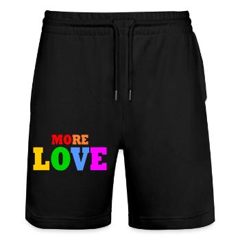 More love - Stanley/Stella Trainer Unisex Organic Jogging Shorts - black - Front - Nik (191cm) & Marisol (170cm)