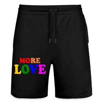 More love - Stanley/Stella Trainer Unisex Organic Jogging Shorts - black - Front - Nik (191cm) & Marisol (170cm)