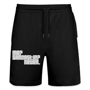 me sarcastic never Zitat - Stanley/Stella Unisex Bio Joggingshorts Trainer  - Schwarz - Vorne - Nik (191cm) & Marisol (170cm)