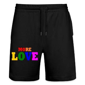 More love - Stanley/Stella Trainer Unisex Organic Jogging Shorts - black - Front - Nik (191cm) & Marisol (170cm)