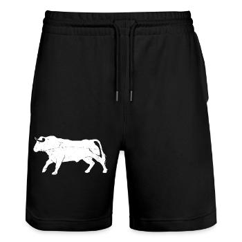 Bull Bovine Art Silhouette Wildtierliebhaber - Stanley/Stella Unisex Bio Joggingshorts Trainer  - Schwarz - Vorne - Nik (191cm) & Marisol (170cm)