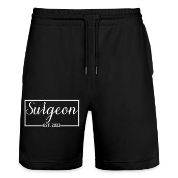 Chirurg Est. 2023 Absolvent Surgeon Doctor Student - Stanley/Stella Unisex Bio Joggingshorts Trainer  - Schwarz - Vorne - Nik (191cm) & Marisol (170cm)