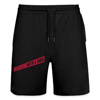better with a dog - Stanley/Stella Trainer Unisex Organic Jogging Shorts - black - Front - Nik (191cm) & Marisol (170cm)