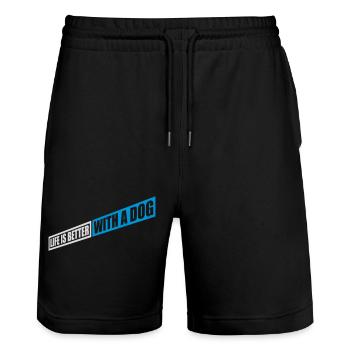 mieux avec un chien - Short de jogging bio TRAINER Stanley/Stella unisexe - noir - Devant - Nik (191cm) & Marisol (170cm)