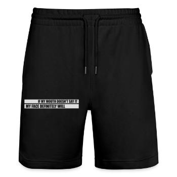 my face definitely will - Stanley/Stella Unisex Bio Joggingshorts Trainer  - Schwarz - Vorne - Nik (191cm) & Marisol (170cm)